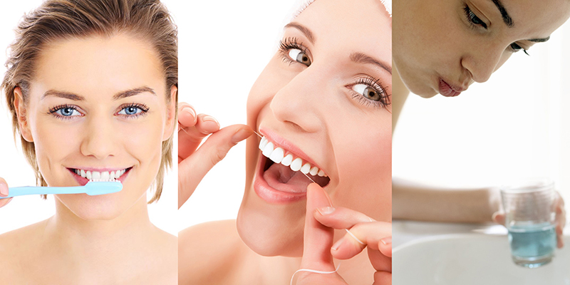 Sử dụng nước súc miệng sau khi đánh răng và sử dụng chỉ nha khoa để loại bỏ sạch mảng bám trên kẽ răng